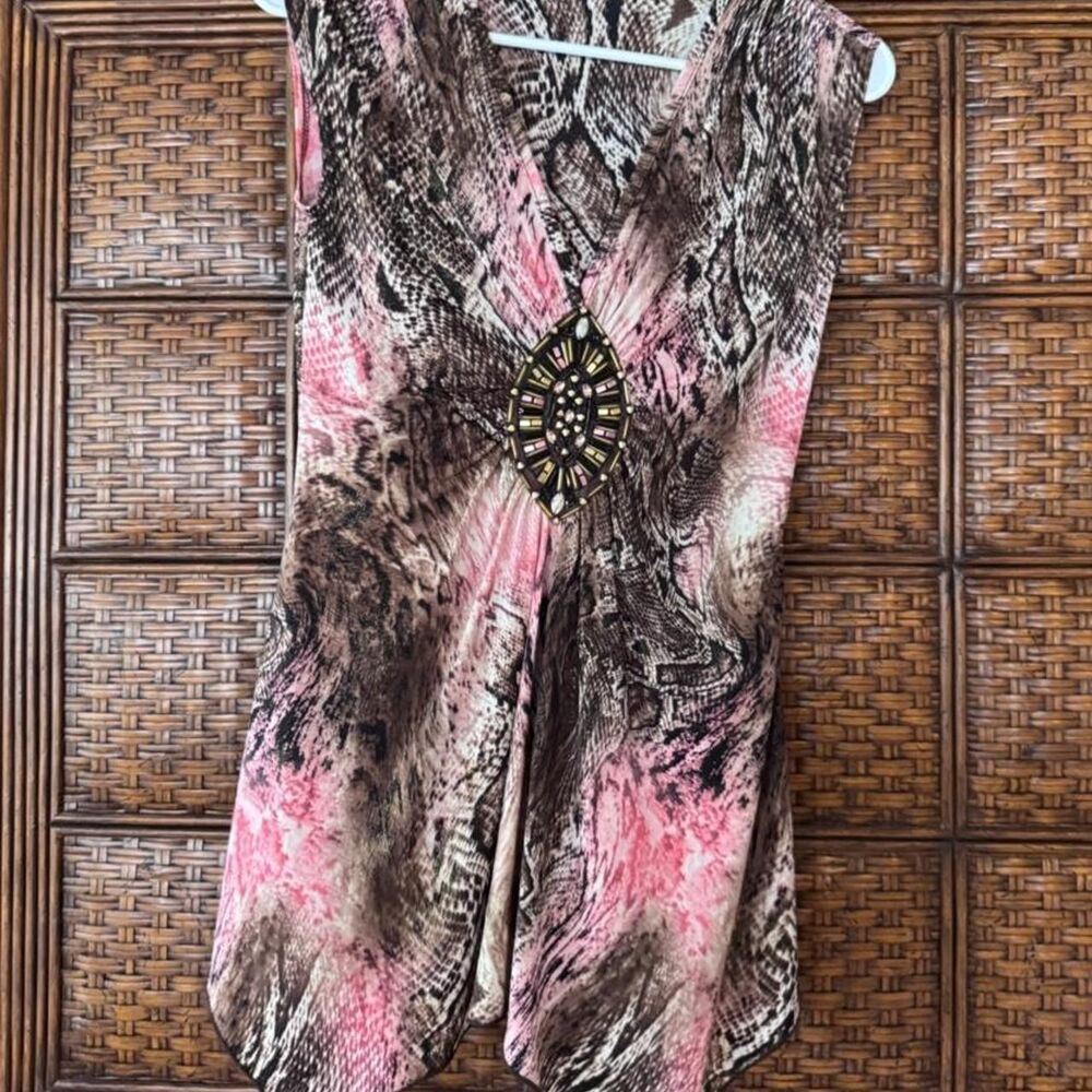 Venus pink and brown snakeskin print shirt boho style